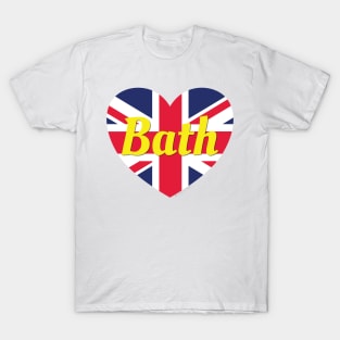 Bath England UK British Flag Heart T-Shirt